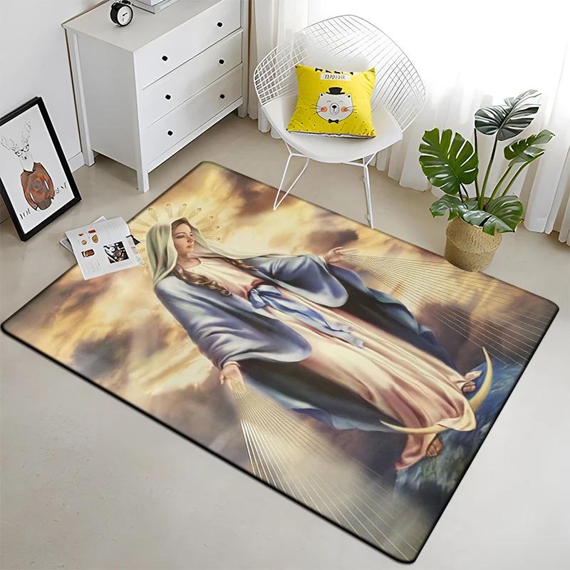 Jesus Virgin Maria Believer Pray Mat Believer Carpet for Living Room Rugs Bedroom Decorative Mat Anti-Slip Yoga Mats Area Rug