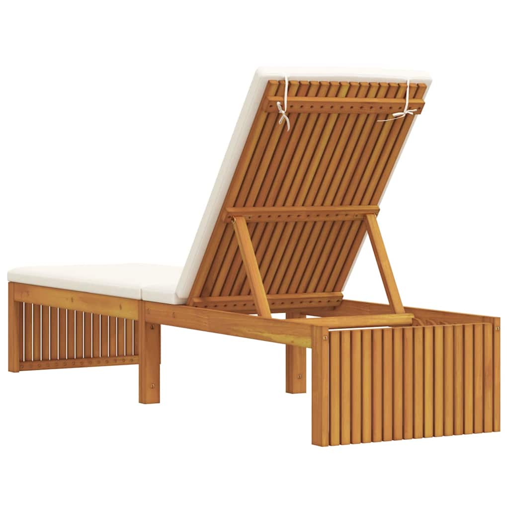 Sun Lounger Oil Natural Finish 200 X 55 X 94 Cm Solid Acacia Wood