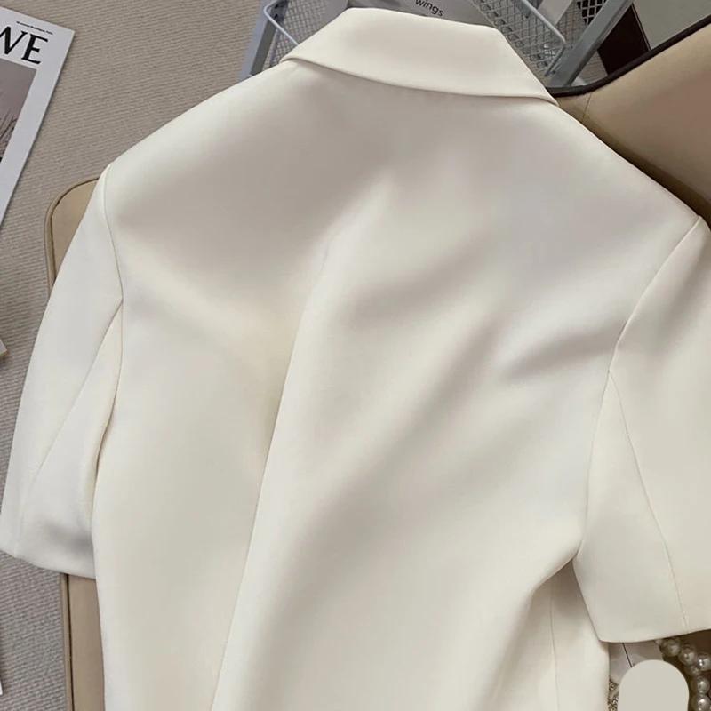 Summer Shorts Sleeve Women's Jacket Korean Notched Neck Office Work Blazer for Women Casual Simple Suit Jackets