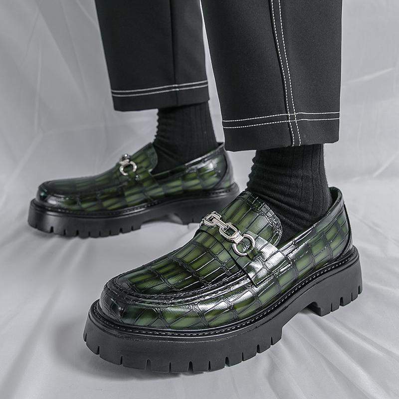 Fashion Fashion Men Thick Soled Loafers Shoes Slip-on Leather Platform Casual Shoes Comfortable Formal Business Office Shoes Size 38-46