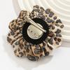Stylish Leopard Pattern Floral Duckbill Clip Brooch Fabric Flower Lapel Pin Handmade Clothing Accessory for Trendy Women