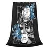 Flannel Throw Blanket My Hero Academia Dabi Anime Blue Flowers Warm Plush Blankets Soft  Bedspread for Bed Home Travel Couch