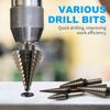 5 Pack Step Drill Bit & 5 Pack Countersink Drill Bit Set, Titanium Coated, 50 Sizes of Step Bit for Metal with Aluminum Case