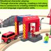 Wooden Train Track Accessories Plastic Fire Department Police Station Scene Wooden Track Parts Compatible with All Brands Track