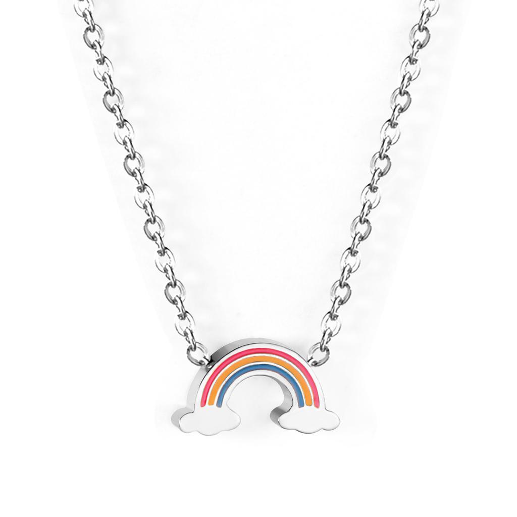 Rainbow Necklace Women's Simple Temperament Sweet Wind Personality Color Drip Necklace Stainless Steel Clavicle Chain