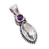 Natural Green Amethyst, Amethyst 925 Solid Sterling Silver Pendant 1.25'' Z2j69