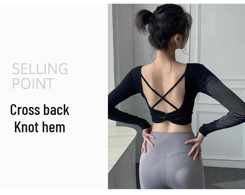 Women's Long Sleeve Yoga Top with Chest Pads & Twisted Back + Slim Fit Yoga Pants