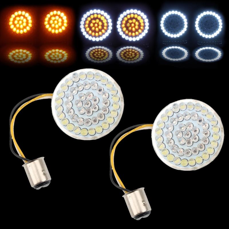 1 Pair 2'' Front LED Turn Signal Light Running Light Kit for Motorbike Alloy