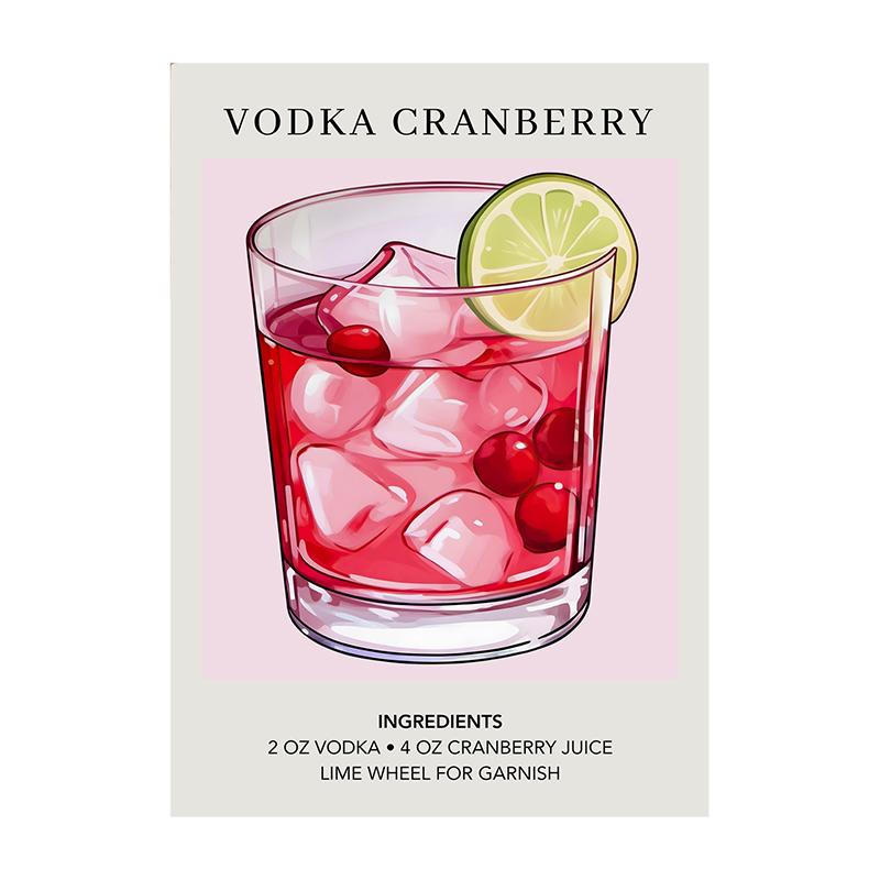Cocktail Art Decor Poster Watercolor Retro Drink Print Minimalist Elegant Sophisticated Wall Art Picture for Home Decoration