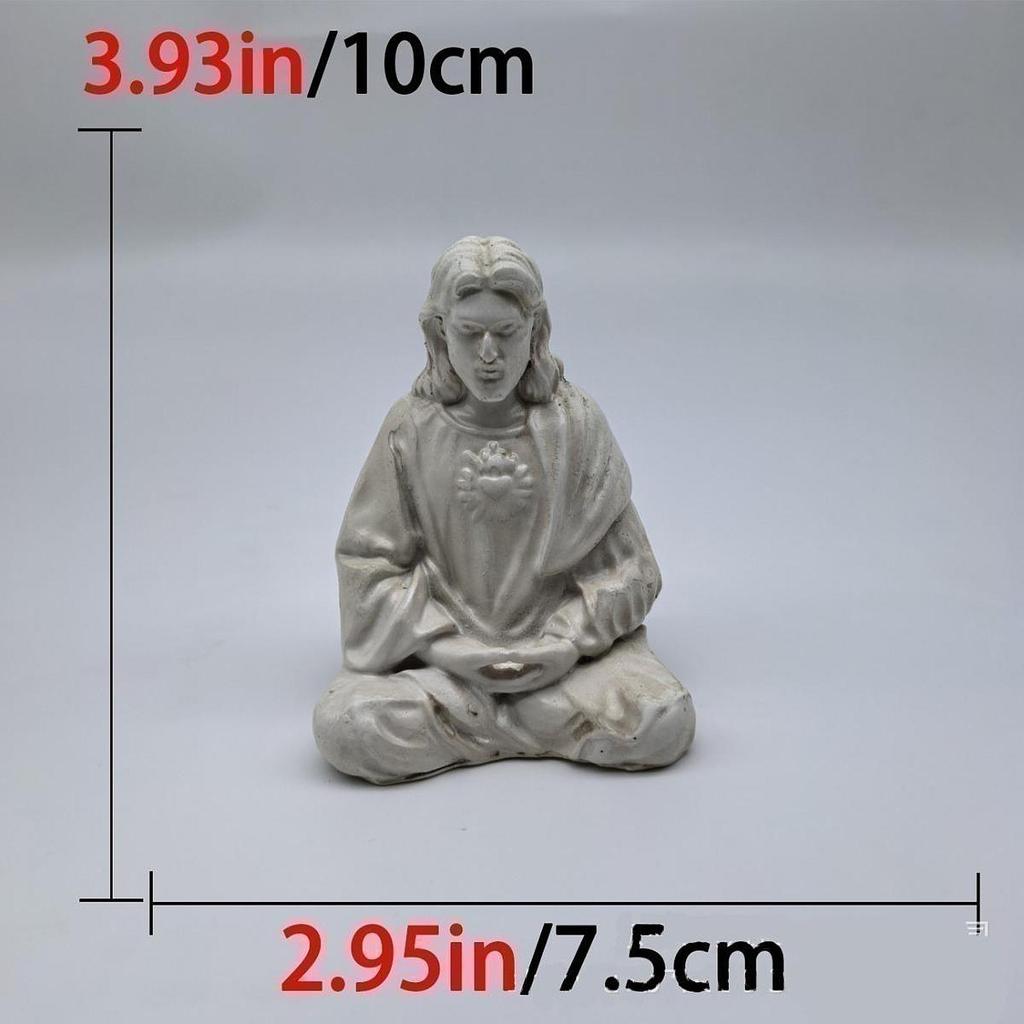 1x Creative Meditating Jesus Figurine Collection Desktop Decoration Unique Handicraft Priest Statue for Home Living Room Display