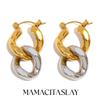 MamacitaSlay Stainless Steel Mixed Color Double-layer Earrings Unique Cool Waterproof Jewelry Women's Charm Statement EarrIings