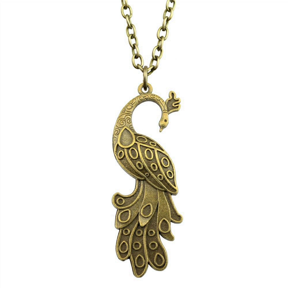 Peacock Pendant Bird Necklace Owl Ethnic Boho Jewelry for Female 45cm or 70cm Long Chain