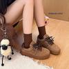 Retro classic sports shoes leather German training shoes women's winter new velvet fashion versatile platform casual shoes