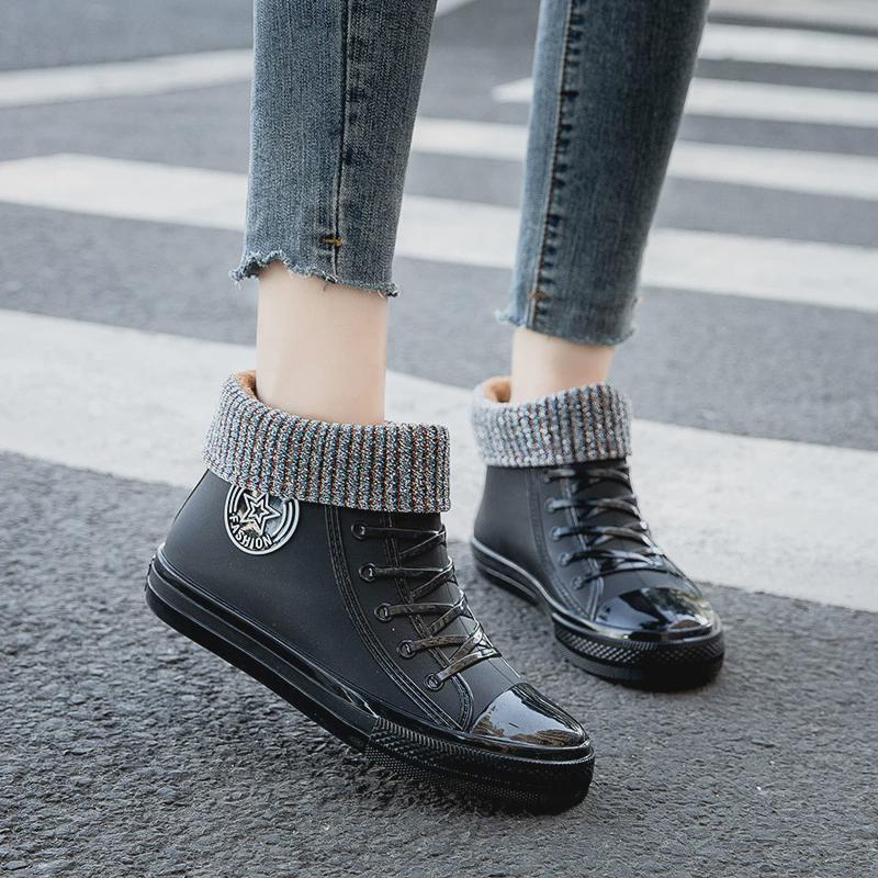 Fashion Outer Wear Women's Rain Shoes Rubber Shoes Women's Short Waterproof Shoes Non-slip Work Glue Four-season Rain Boots