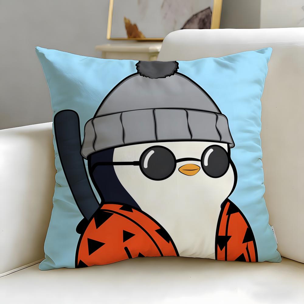 classic cartoon Cute Cartoon Penguin Cushion Cover Soft  EasyWash Pillow Case  Versatile for Couch Bed Travel and Office