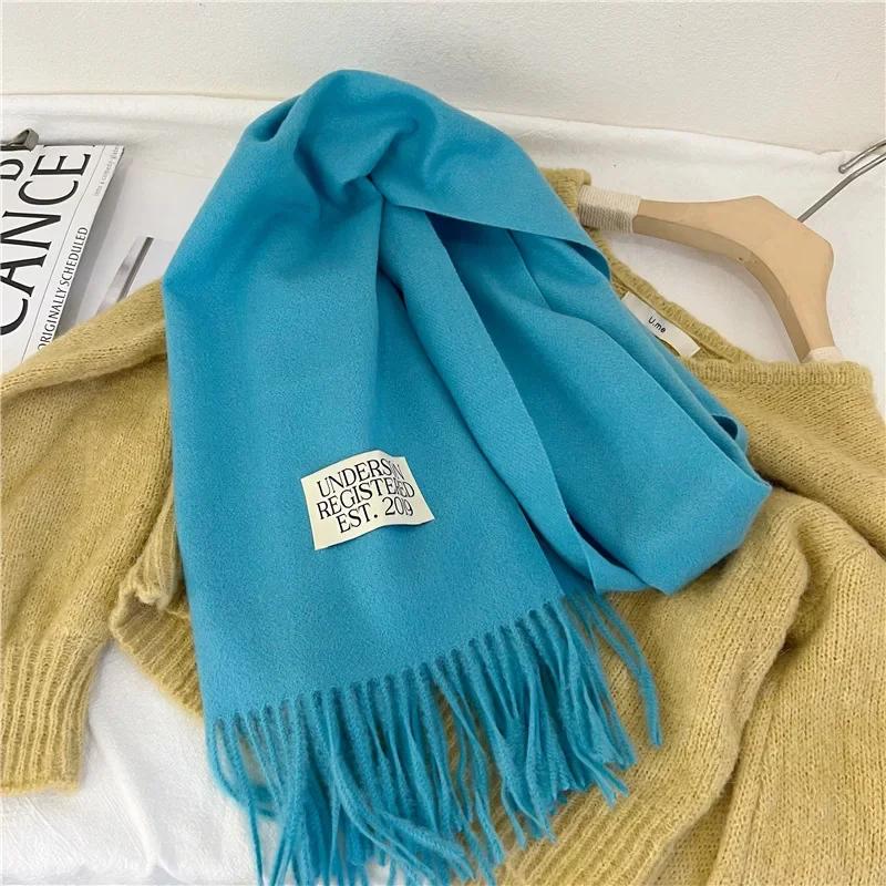 Lilla er veldig bra for å matche det nye ensfargede imiterte kashmirskjerfet høst og vinter fra Dongdaemun, Sør-Korea