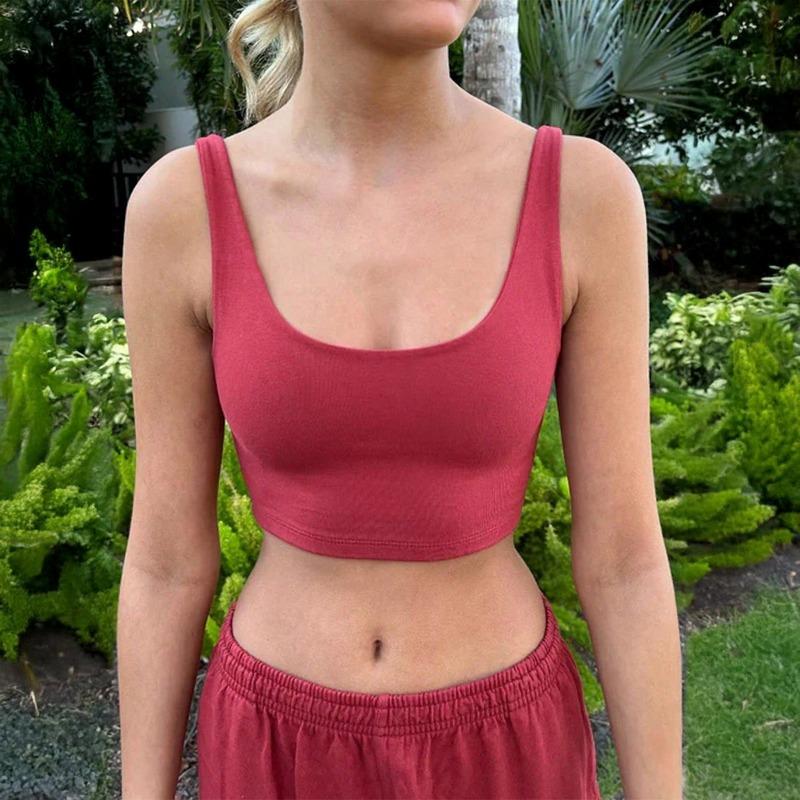 Gilet Bretelles Couleur Unie Style Hot Girl Sportif pour Femmes Printemps Été Station Indépendante