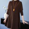 Half Turtleneck Knitted Dress for Women In Autumn and Winter Long-sleeved Mid-length Sweater Loose and Casual Pullover