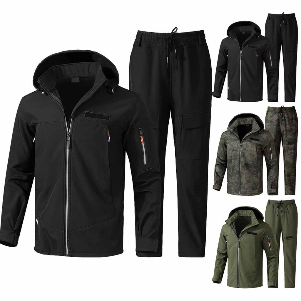 Men's Fleece Jacket Suit Windproof And Waterproof Outdoor Cold Proof Warm Cotton Jacket Thickened Suit