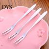 Fruits Fork 10Pcs Reusable Fruit Picks Round Tines 304 Stainless Tasting Steel 2-Tine Food Grade Dessert Kitchen Tools