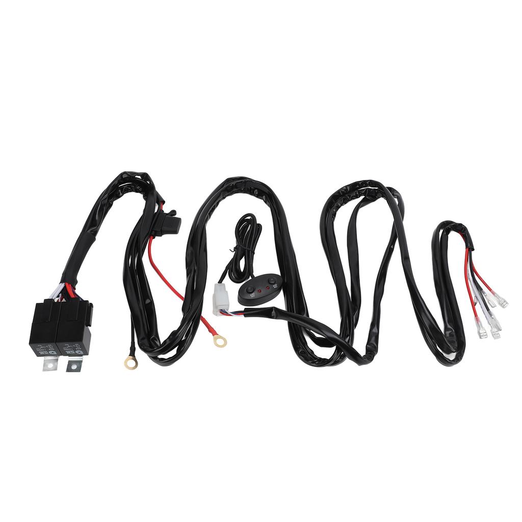 High Low Beam Wiring Harness LED Work Light Relay Switch 200cm Long for Off Road Motorcycles Pickup Trucks
