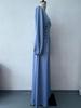2024 Spring European & American Lace-Up Waist Puff Sleeve Long Dress