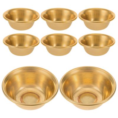 8Pcs Mini Copper Brass Buddhist Bowls Decorative Offering Cups Holy Water Bowls for Ritual Temple Meditation Prayer