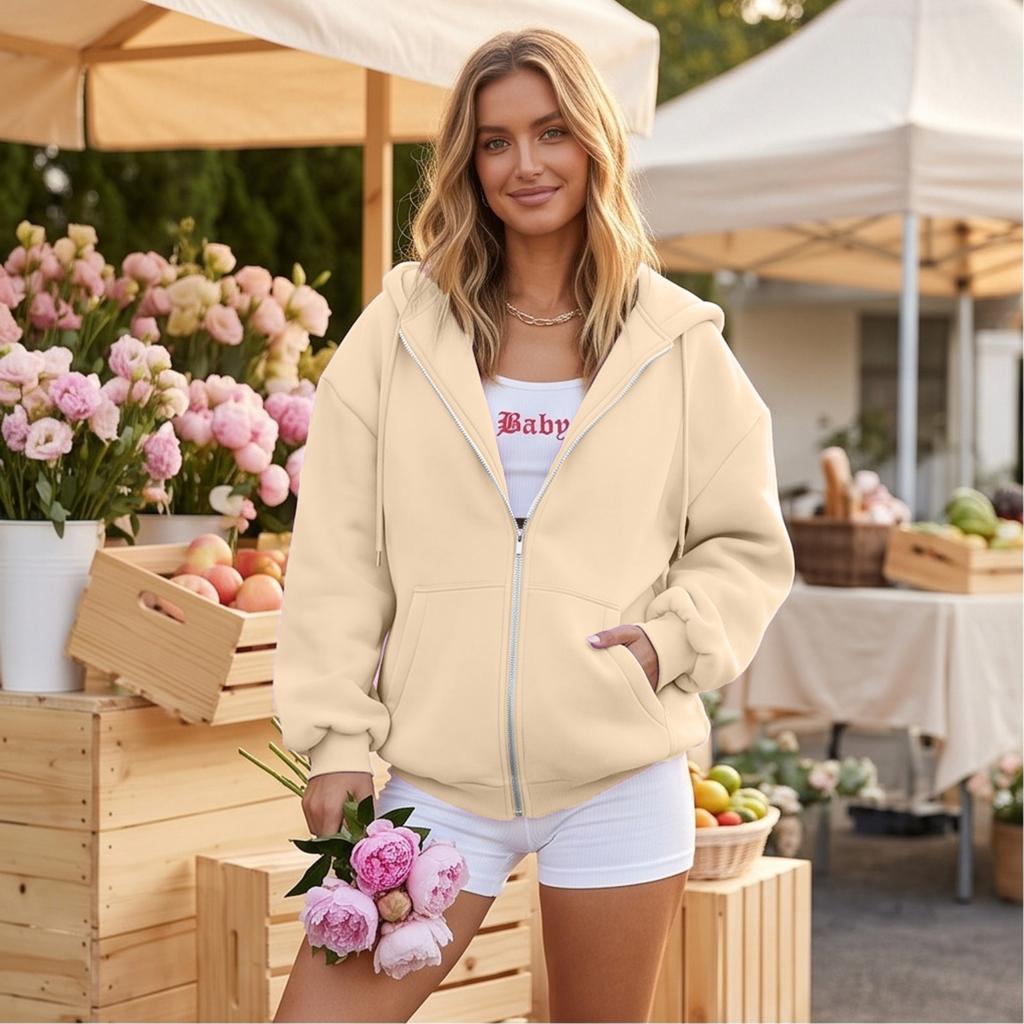 Women's Hoodie with Zipper Long Sleeve Pullover Sweatshirt for Fall and Winter