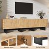 TV cabinet, TV board for TVs up to 75 inches, with lots of storage space, with 4 waffle-grid cabinet doors, natural wood color, 180×38.5×45cm