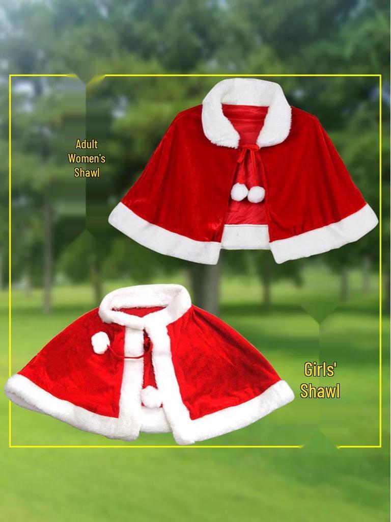 Sciarpa e Mantello Performance di Babbo Natale - Costume da Gioco di Ruolo Natalizio per Adulti e Bambini