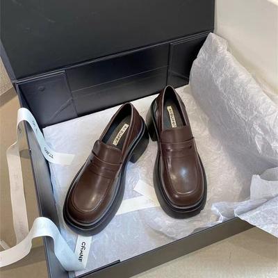 2025 New Model, College Style~ Retro Round Head Heightening Platform Loafers Women's British Style Small Leather Shoes Spring and Autumn Single Shoes