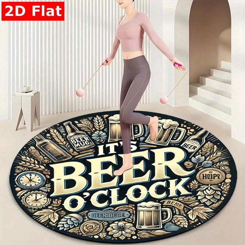 Bier Thema Patroon Rond Tapijt Flanel Zacht Vloerkleed voor Mannenhol Barruimte Tapijt Antislip Duurzaam Makkelijk Schoon te Maken Leuk Huisdecor