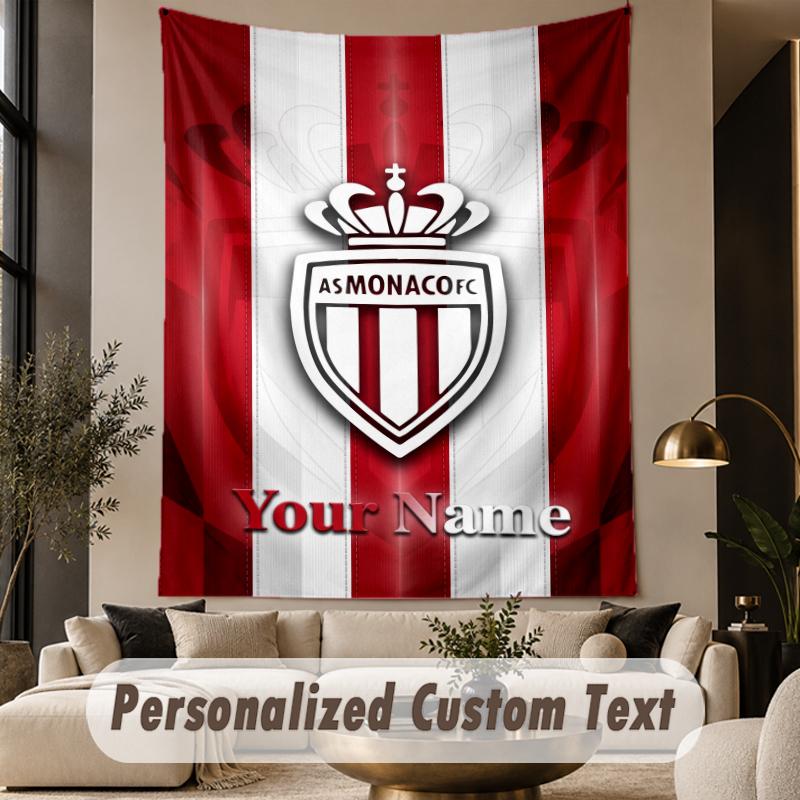 Custom Text Tapestry Monaco FC Print Wall Tapestry Indoor Living Room Wall Decor