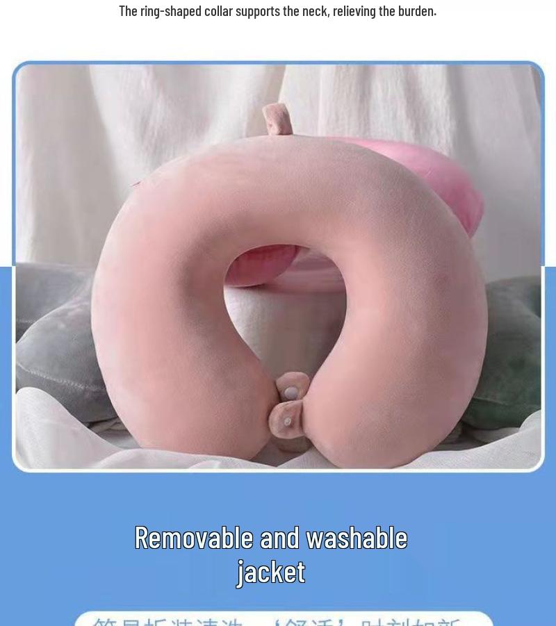 Solid Color U-Shaped Neck Pillow for Travel, Car, Office, or Napping - Cervical Support & Customizable Gift Option