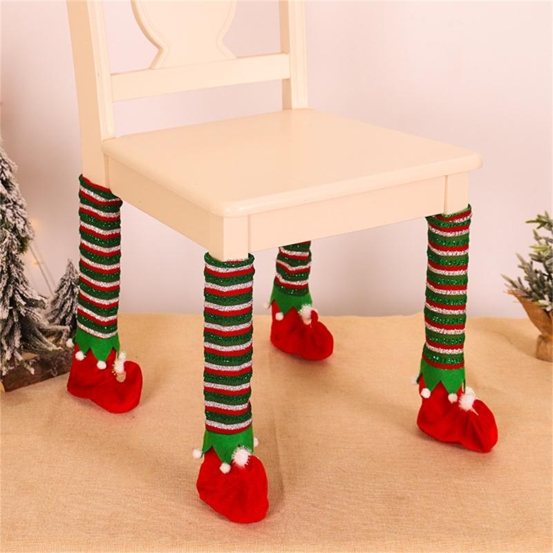 Christmas Cute Elf Table Leg Covers Chair Foot Covers Enhances the Holiday Spirit In Your Living Space