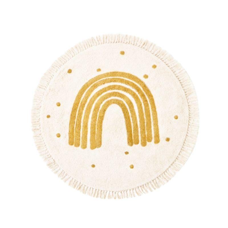 Round Fluffy Carpet For Living Room With Tassels,White Hairy Nursery Play Mat For Children,Soft Plush Bedroom Rugs For Kids