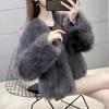 New imitation fox hair light luxury winter collar fur coat women's fashion short long-sleeved padded cotton