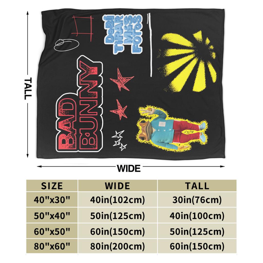 Bad Bunny DTMF  Fleece Blankets Music Funny Throw Blankets for Home Plush Thin Quilt,