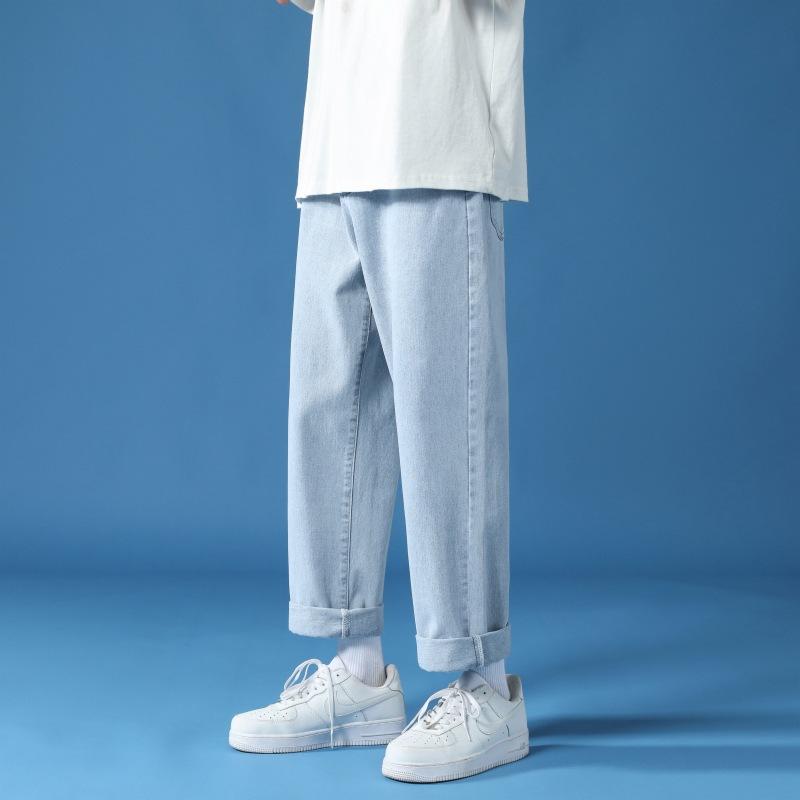 Men s jeans 2026 new style loose straight casual long pants wide-leg pants S светло-синий