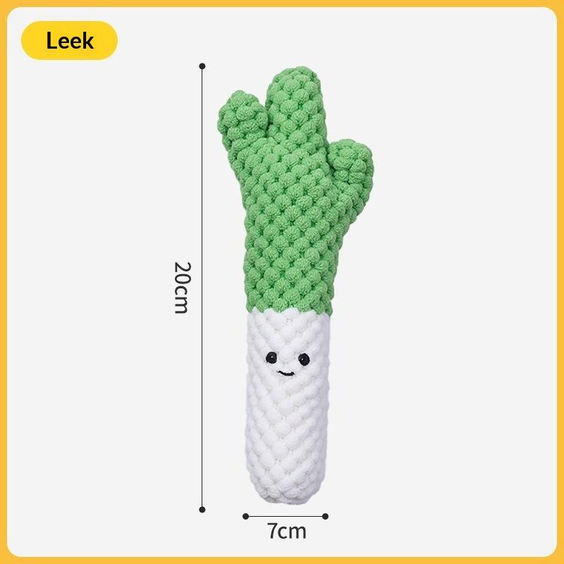 Cute Plush Vegetable Dog Toy Squeaky Broccoli Eggplant Chew Puppy Teething Interactive Play Toy