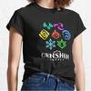 Hu Tao Shenhe Yelan Baizhu Xianyun Anime T-Shirt Cotton Printed Loose Fit Casual Top