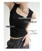 2026 Spring Women's Side Coverage Racerback Camisole Top - Trendy Solid Color with Wide Straps for Inner or Outer Wear