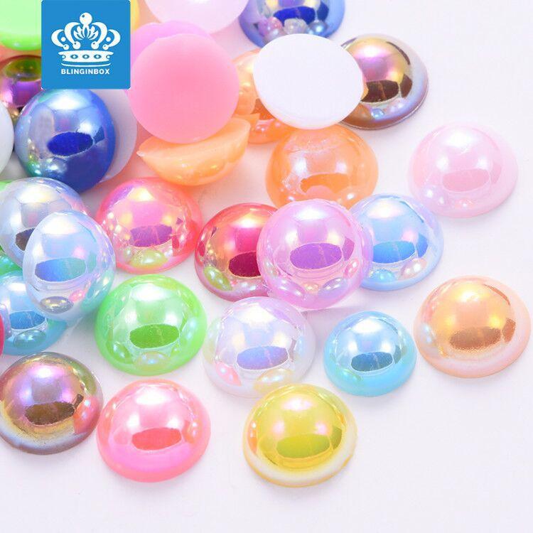 ABS Imitationsperle, Flachboden Halbrund Handyhülle Zubehör DIY Nagelkunst Perlen Schmuck Harzzubehör