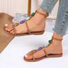 Ladies Shoes 2024 Plus Size Women's Sandals Summer Buckle Strap Casual Sandals Women New String Bead Flat Sandalszapatos