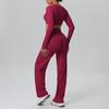 Cross-New Tight Sportswear Set: Chest-Pad Top & High-Waist Wide-Leg Pants for Running, Fitness & Yoga