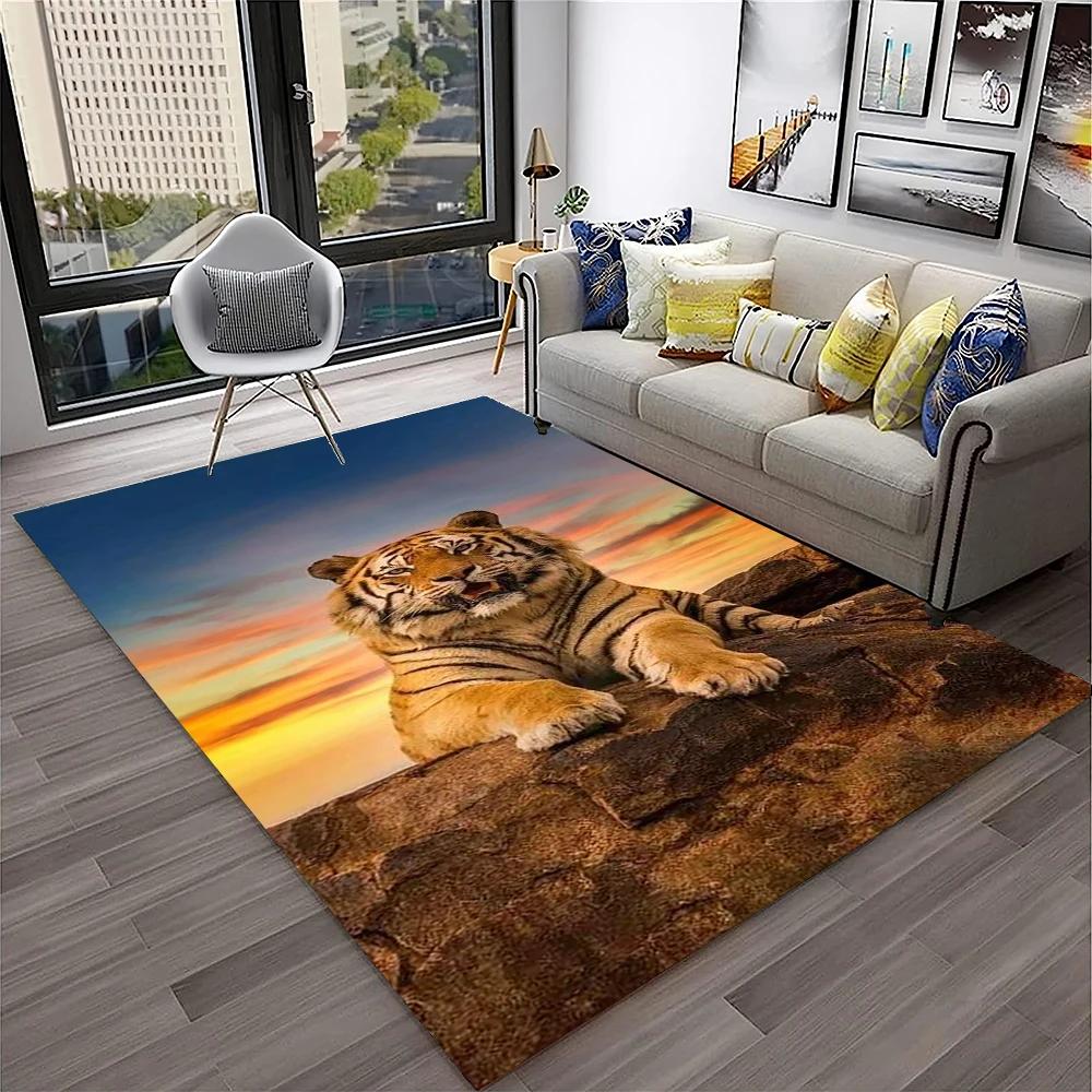 Tappeto Animale Tigre dei Sogni 3D Cartoon per Casa Soggiorno Camera da Letto Divano Zerbino Decorazione, Tappeto per Area Giochi Bambini Tappetino Antiscivolo
