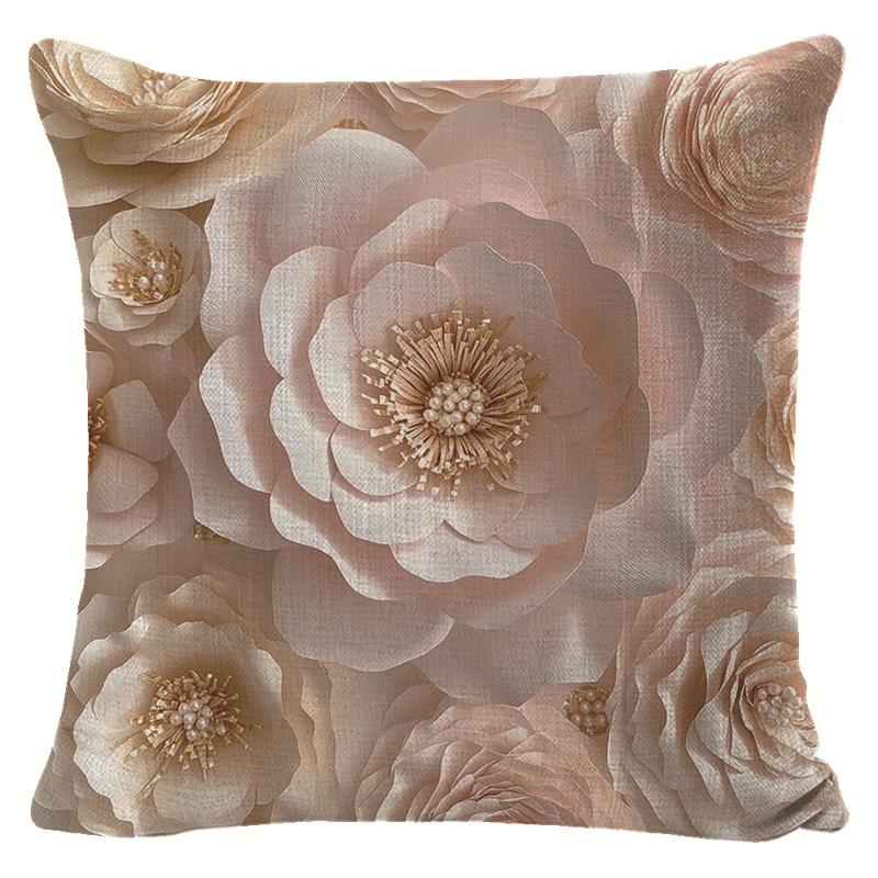 

Spring Pink Style Floral Linen Pillowcase Jit Nordic Simple Living Room Decoration Cushion 45 * 45 separate pillow cover