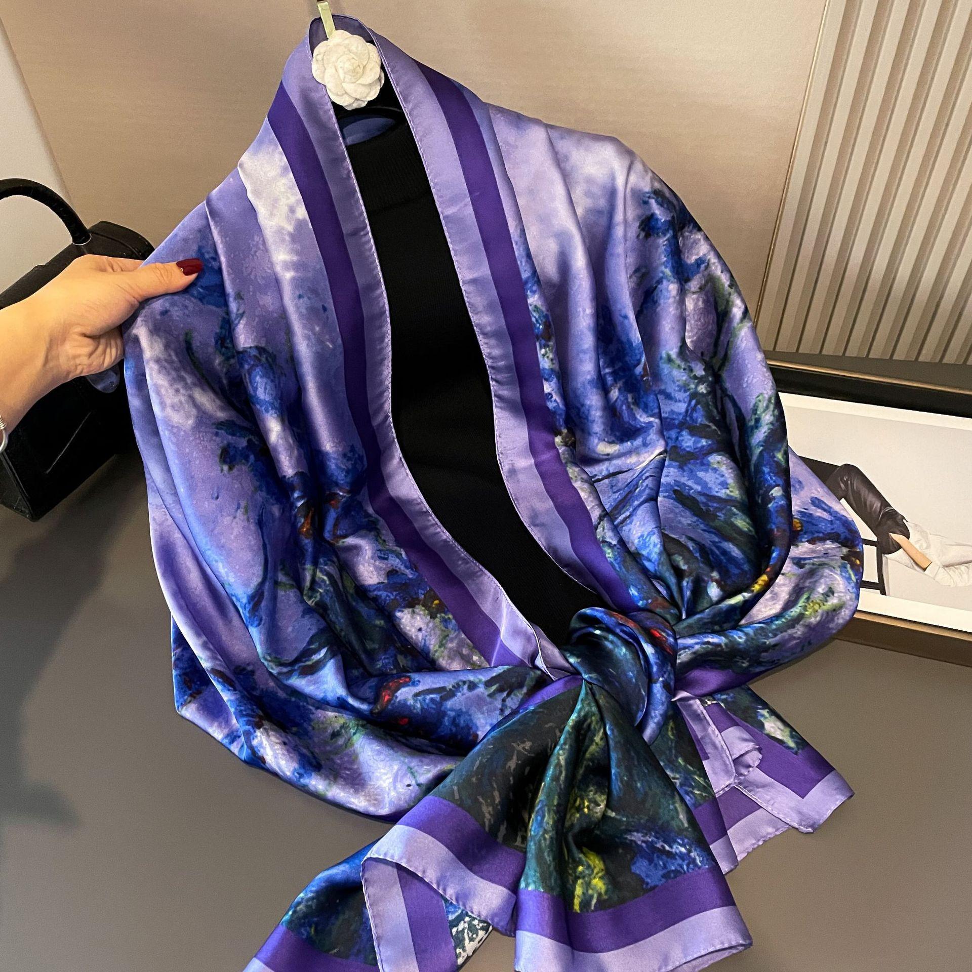 Luxusná letná hodvábna šatka - Dlhá, módna šatka na ochranu pred slnkom pre ženy 90x180