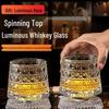 Elegant Snowflake Relief Liquor Glasses with Rotating Base & Luminous Coasters - Set of 4