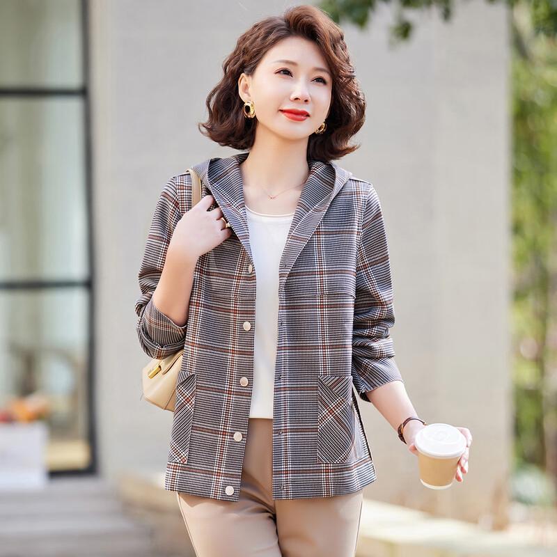 

Pasite Women s Casual Plaid Hooded Jacket XL